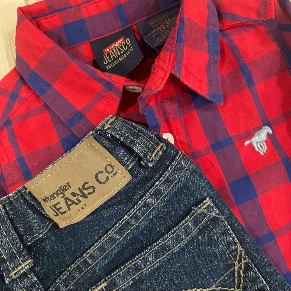 Wrangler Jeans/Long Sleeve Button Up Set | 18 Months